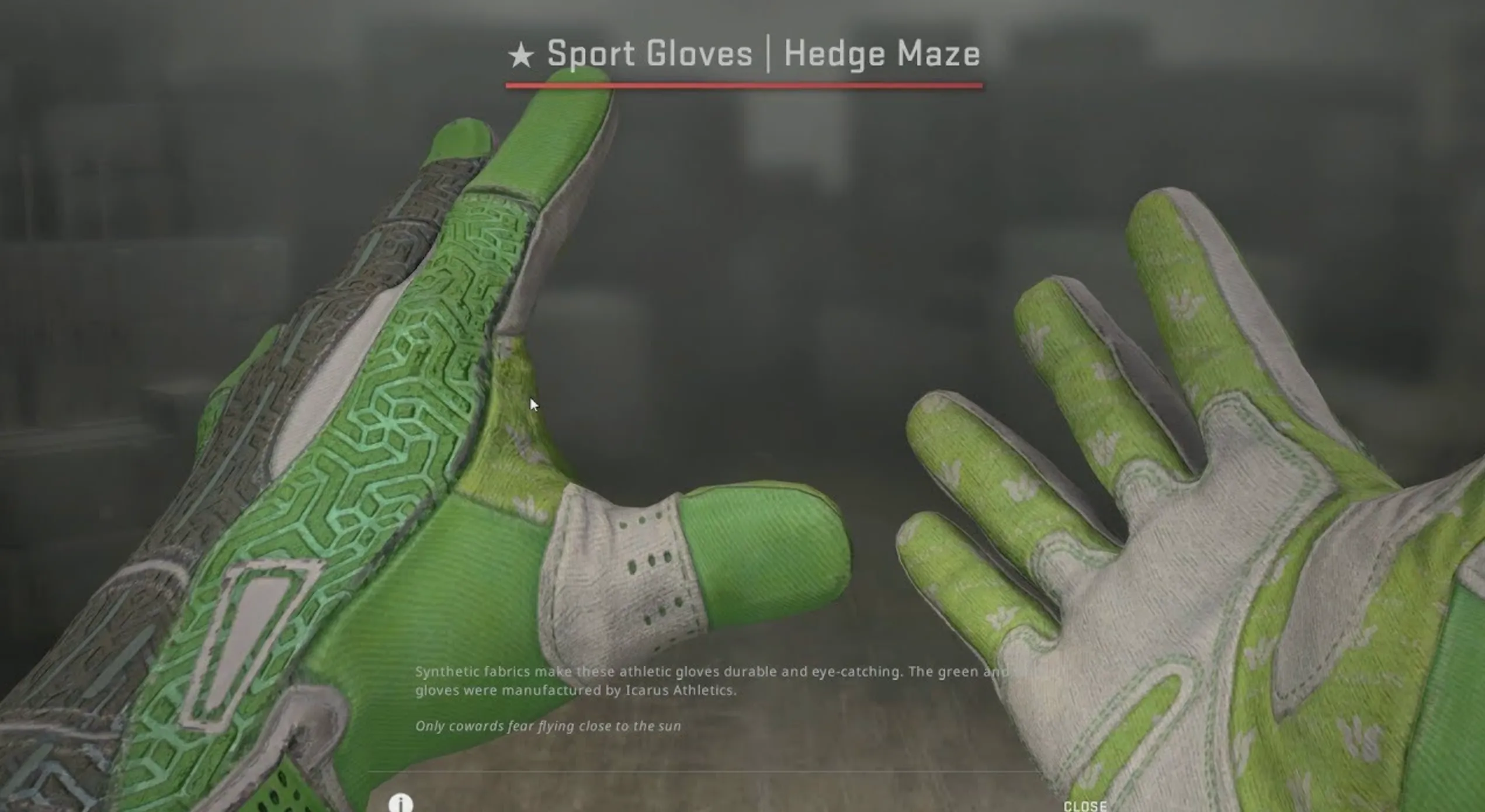 Sport Gloves Hedge Maze and lore knife